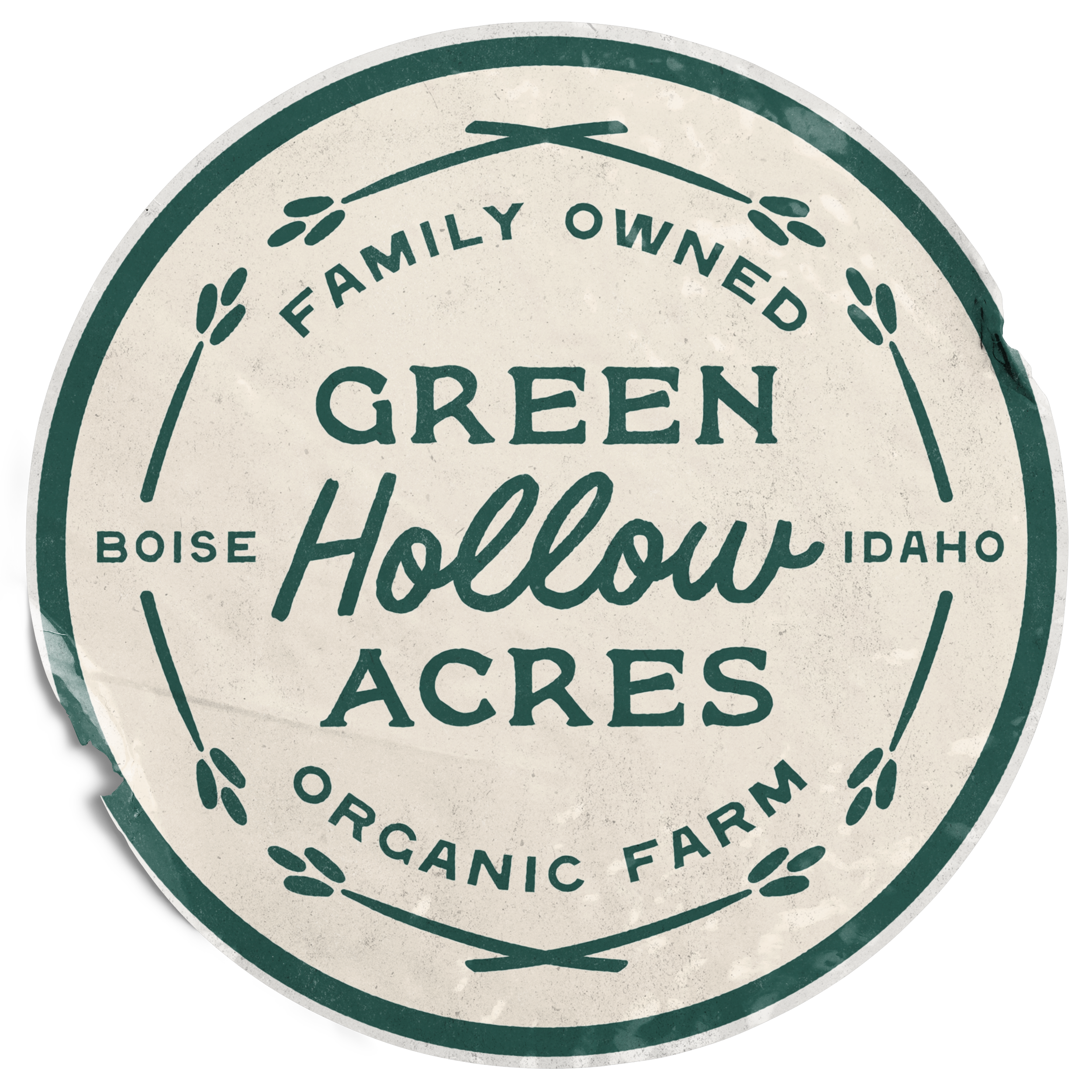 green hollow acres branding sticker logo